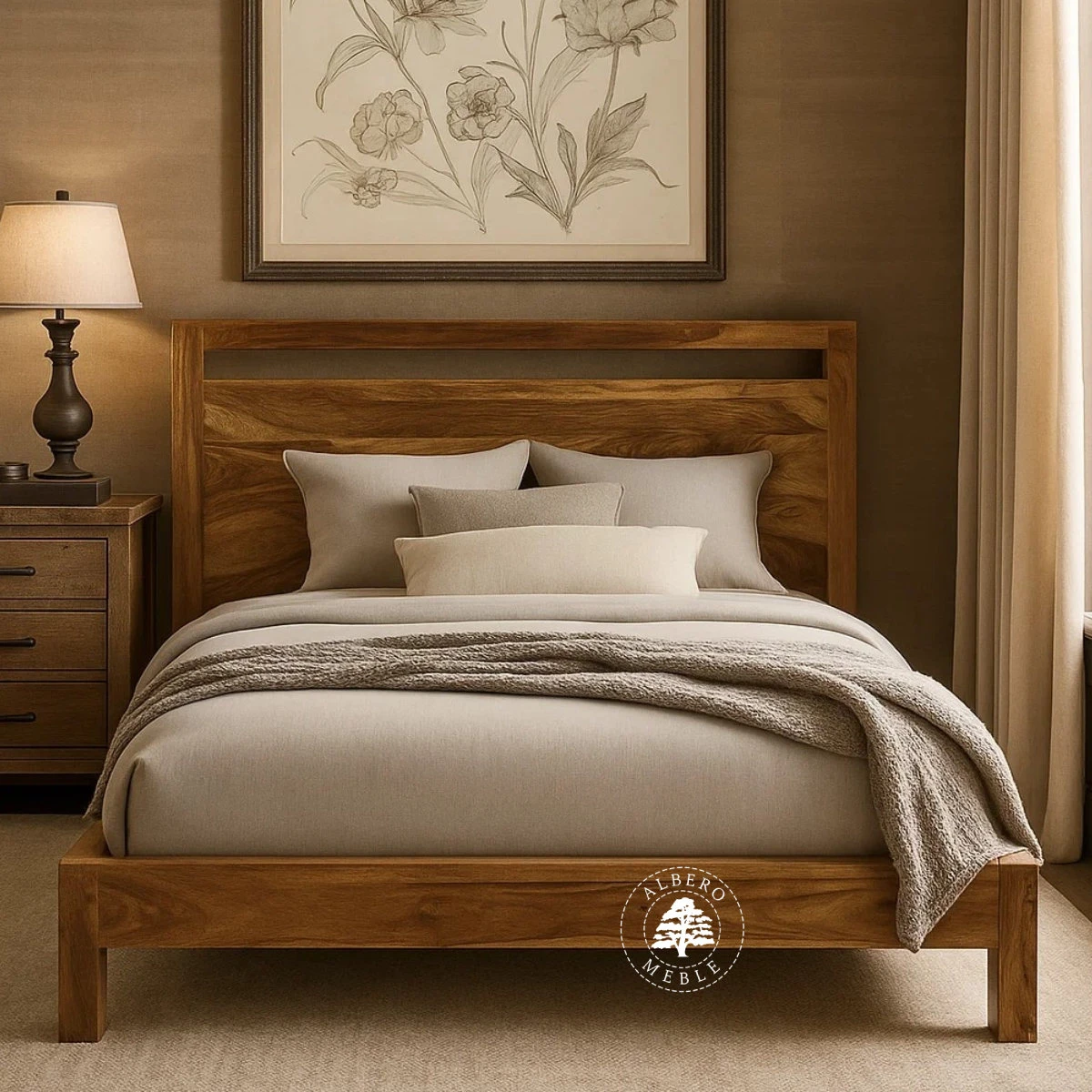 Łóżko Modern Cube z drewna palisandru