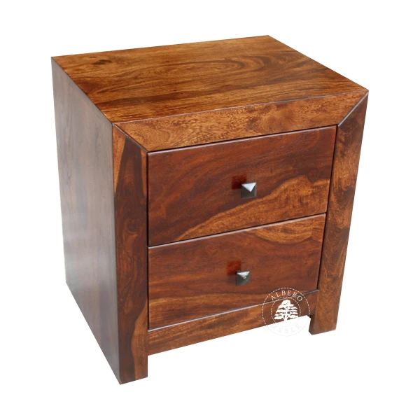 Szafka nocna drewniana z dwiema szufladami Modern Cube
