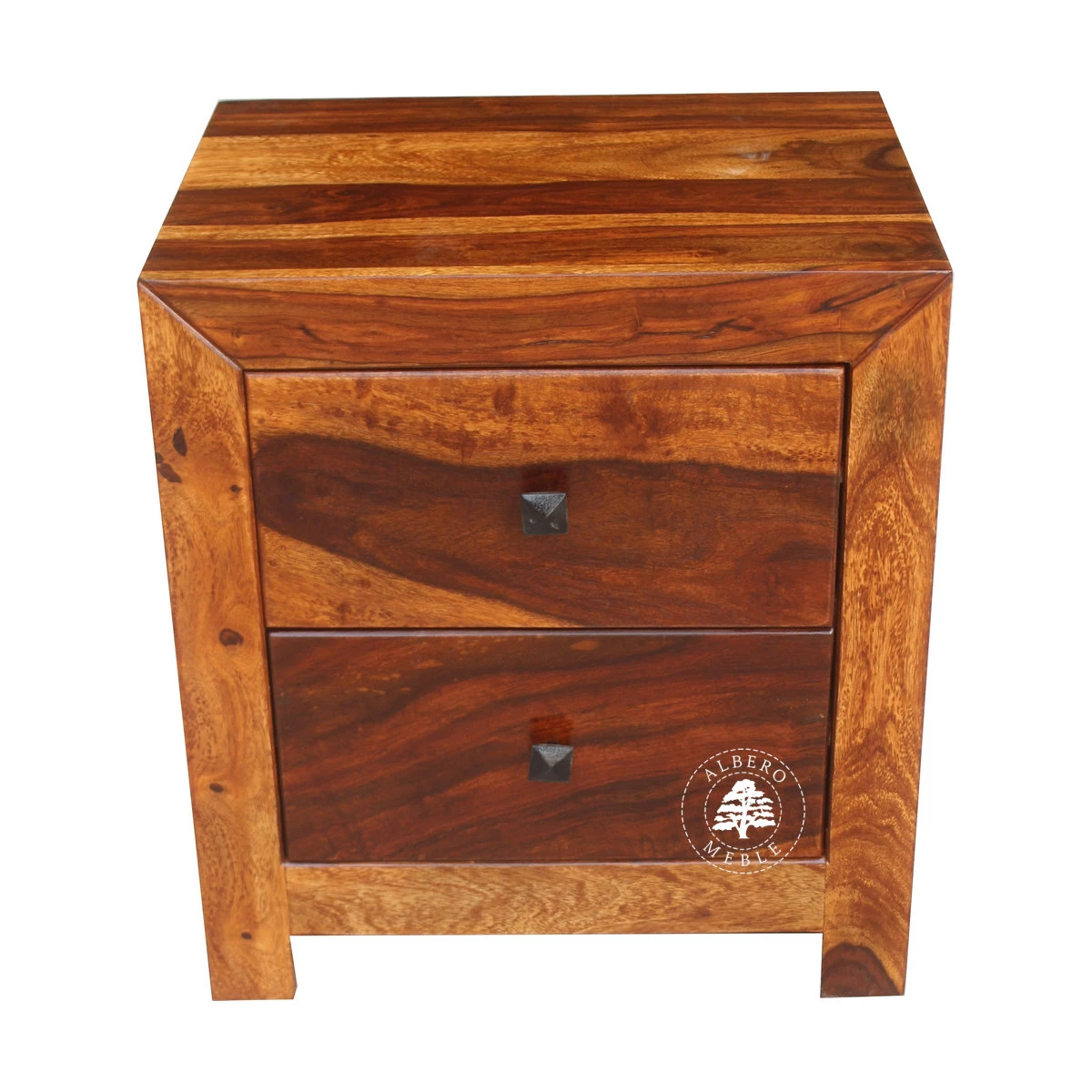 Szafka nocna drewniana z dwiema szufladami Modern Cube