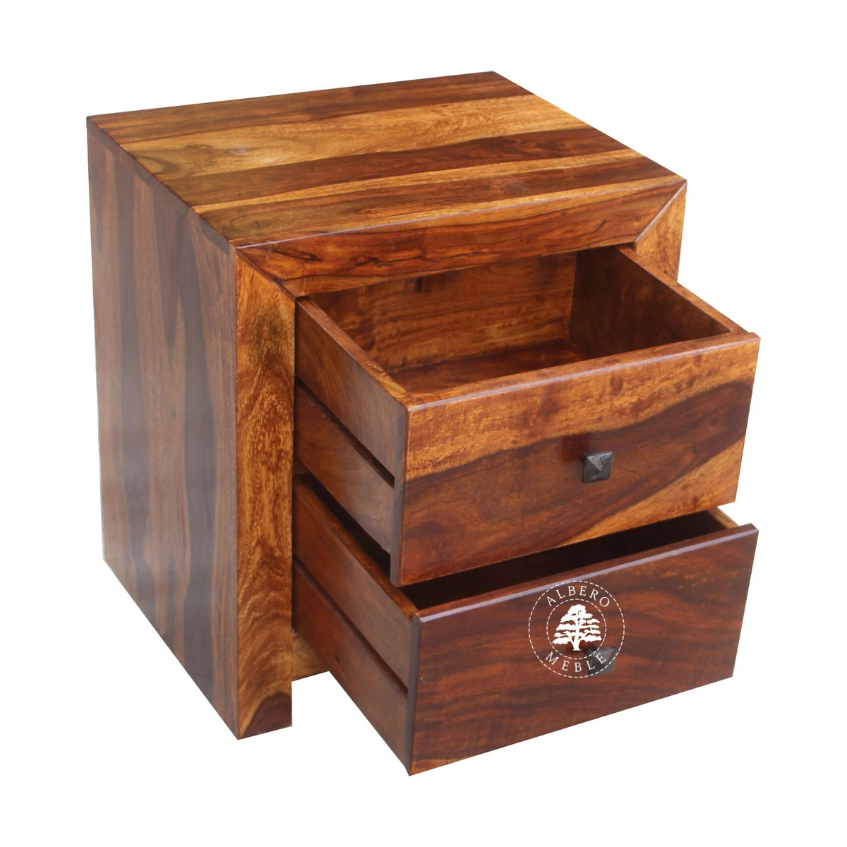 Szafka nocna drewniana z dwiema szufladami Modern Cube