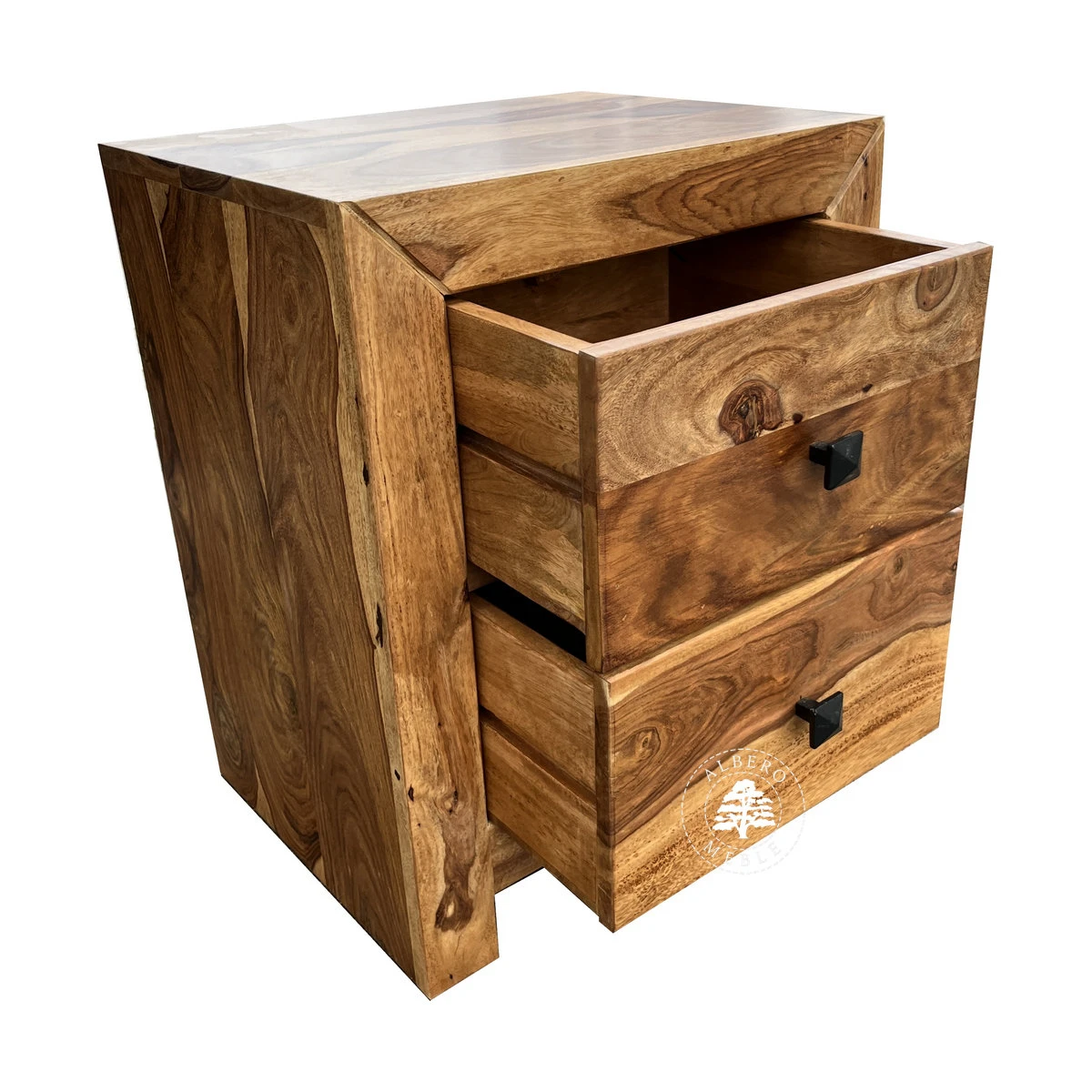 Szafka nocna drewniana z dwiema szufladami Modern Cube