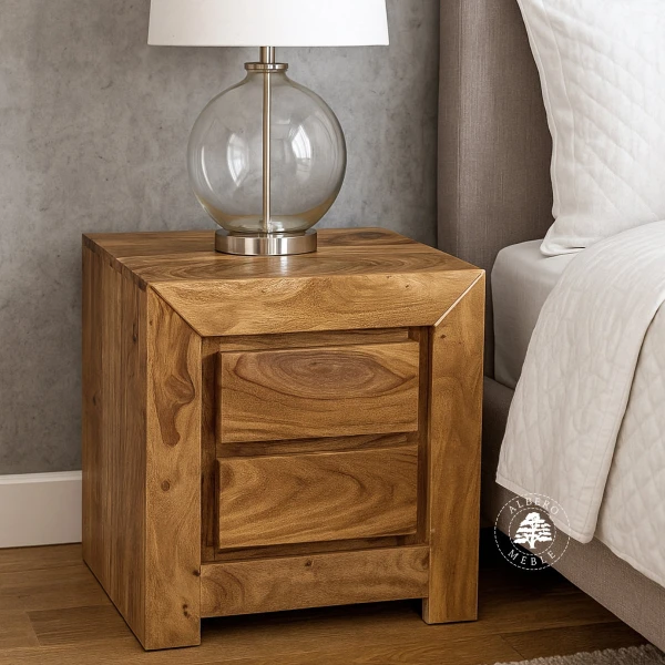 Duża szafka nocna z szufladami z drewna w nowoczesnym stylu