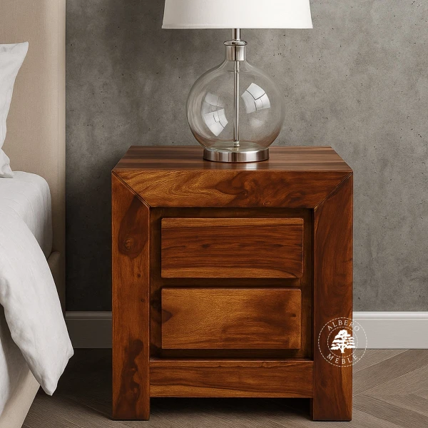 Duża szafka nocna z szufladami z drewna w nowoczesnym stylu