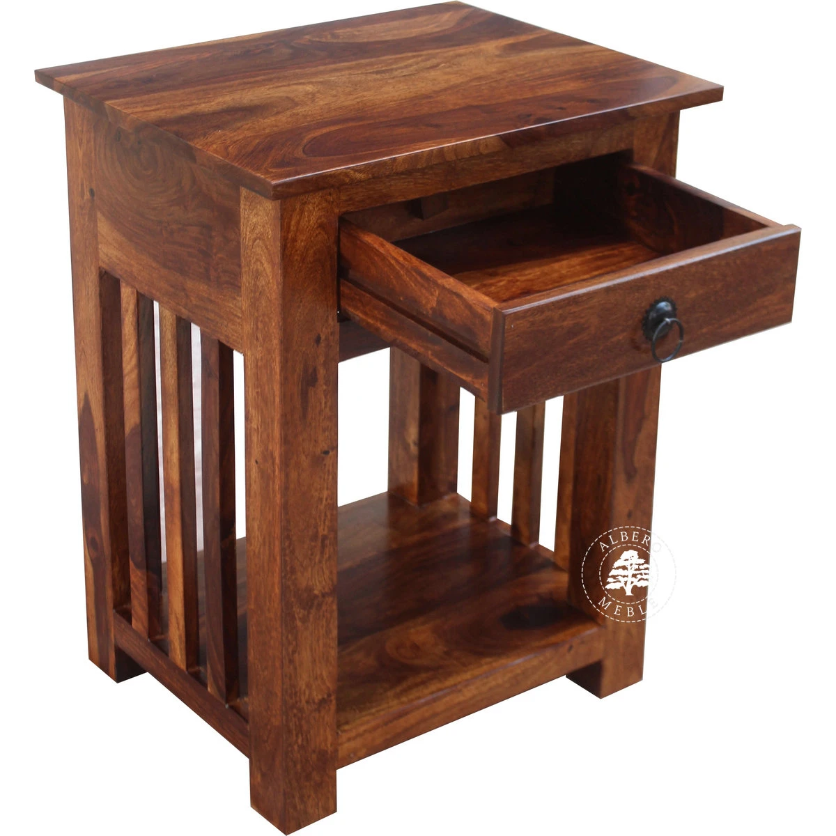 Wysoka stylizowana drewniana szafka nocna Albero