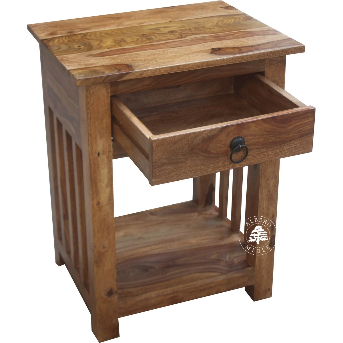 Wysoka stylizowana drewniana szafka nocna Albero