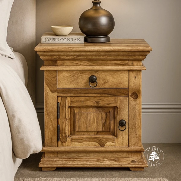 Tradycyjna szafka nocna Albero z ozdobnym gzymsem