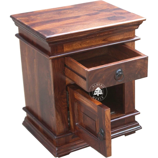 Tradycyjna szafka nocna Albero z ozdobnym gzymsem