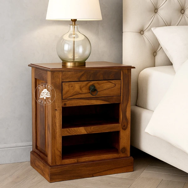 Indyjski stolik do łóżka z drewna litego