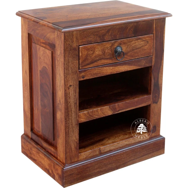 Indyjski stolik do łóżka z drewna litego