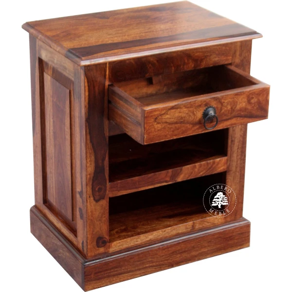 Indyjski stolik do łóżka z drewna litego