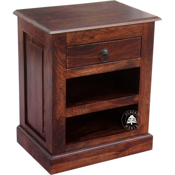 Indyjski stolik do łóżka z drewna litego