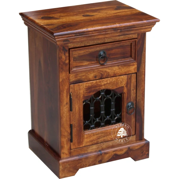 Szafka nocna Orient wykonana z drewna indyjskiego zdobiona m