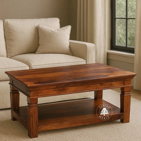 Stolik Albero z drewna litego na frezowanych nóżkach