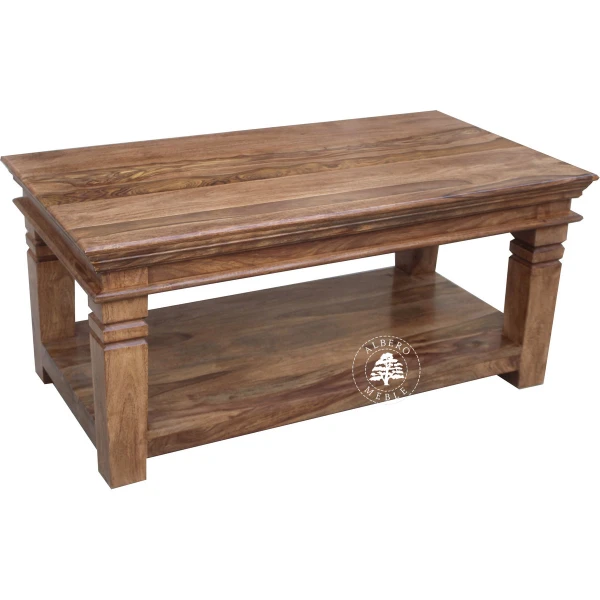 Stolik Albero z drewna litego na frezowanych nóżkach