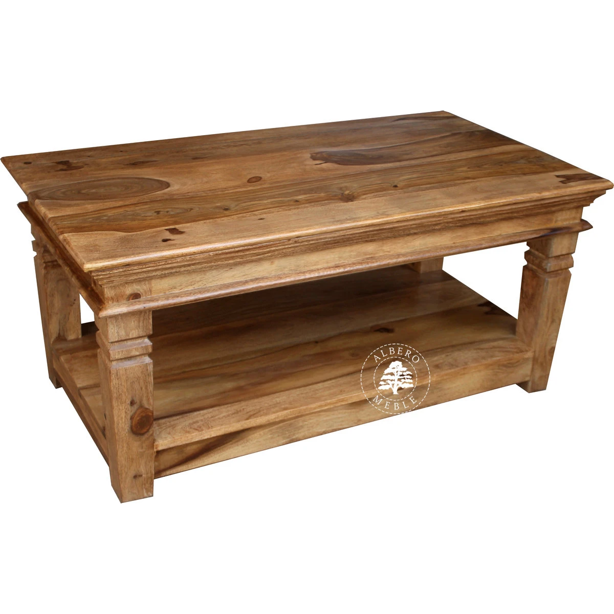 Stolik Albero z drewna litego na frezowanych nóżkach