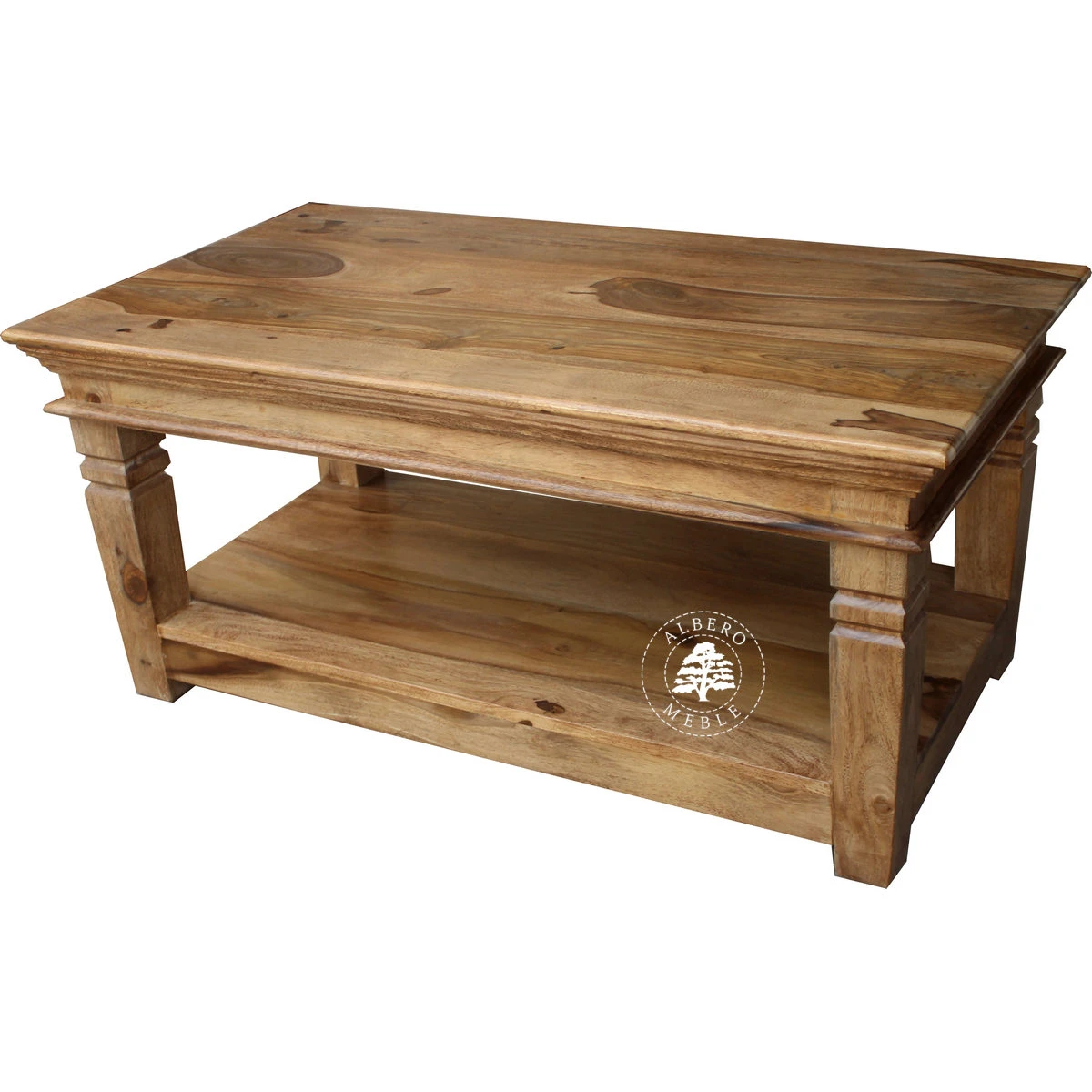 Stolik Albero z drewna litego na frezowanych nóżkach