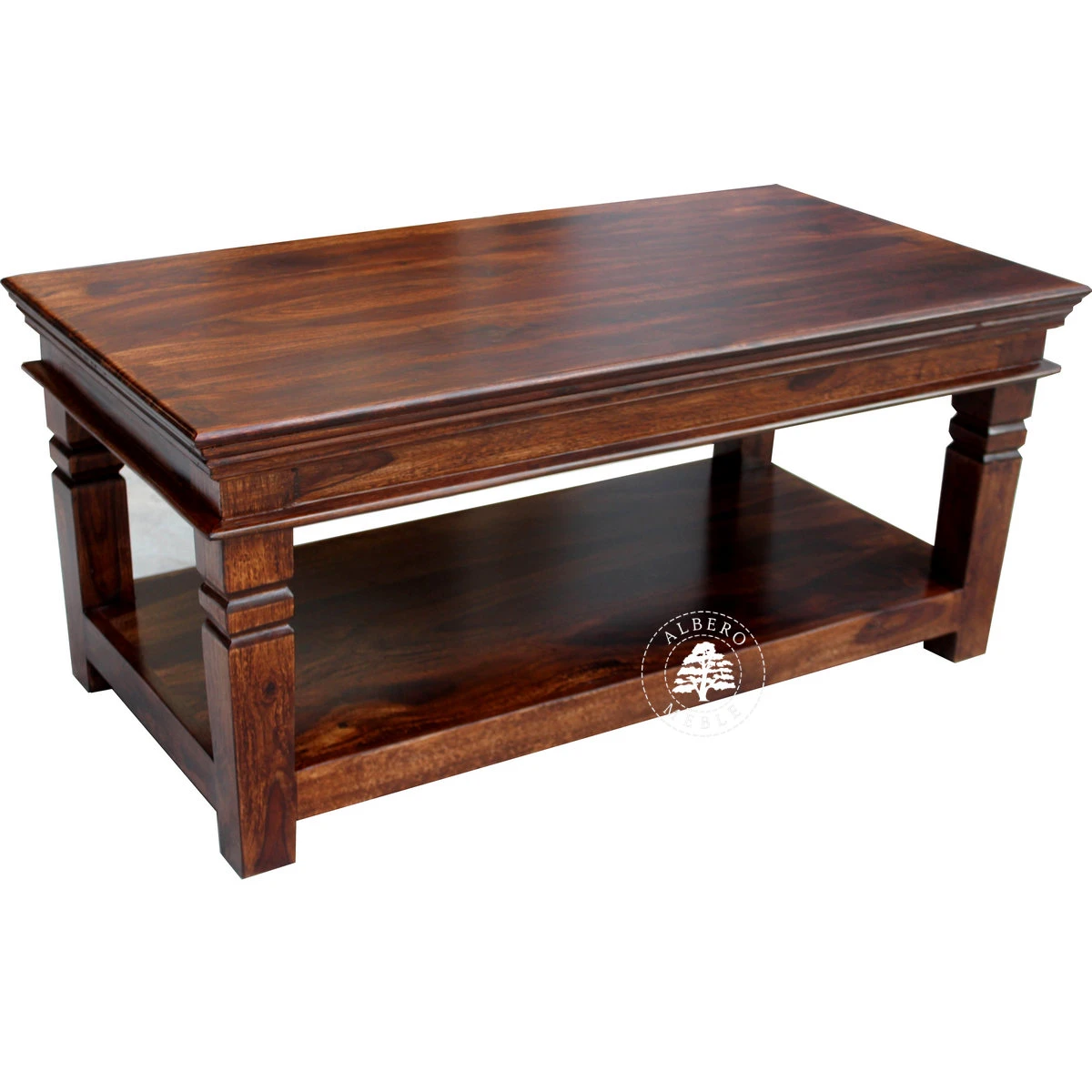 Stolik Albero z drewna litego na frezowanych nóżkach