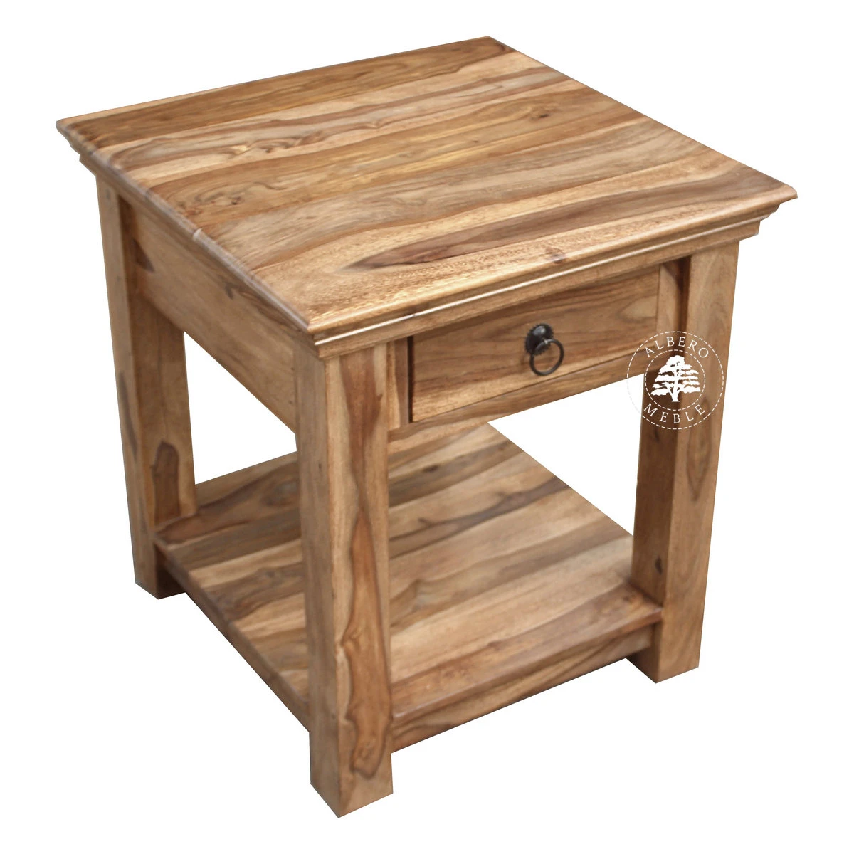 Wysoki stolik kawowy z klasycznym gzymsem wykonany z drewna