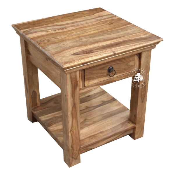 Wysoki stolik kawowy z klasycznym gzymsem wykonany z drewna