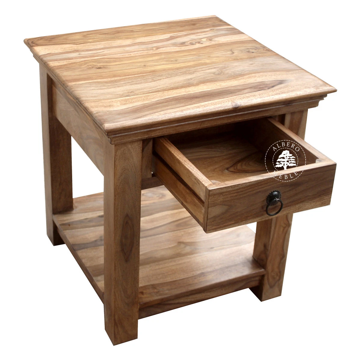 Wysoki stolik kawowy z klasycznym gzymsem wykonany z drewna