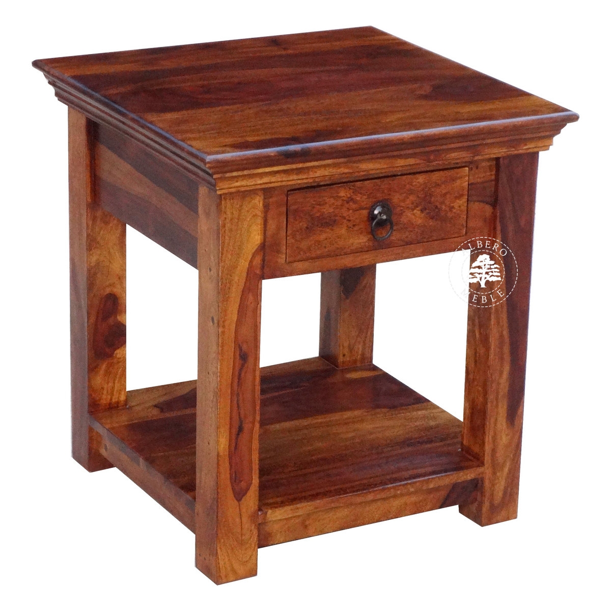 Wysoki stolik kawowy z klasycznym gzymsem wykonany z drewna