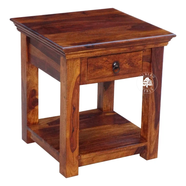 Wysoki stolik kawowy z klasycznym gzymsem wykonany z drewna