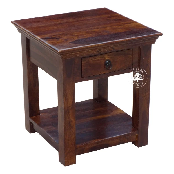 Wysoki stolik kawowy z klasycznym gzymsem wykonany z drewna