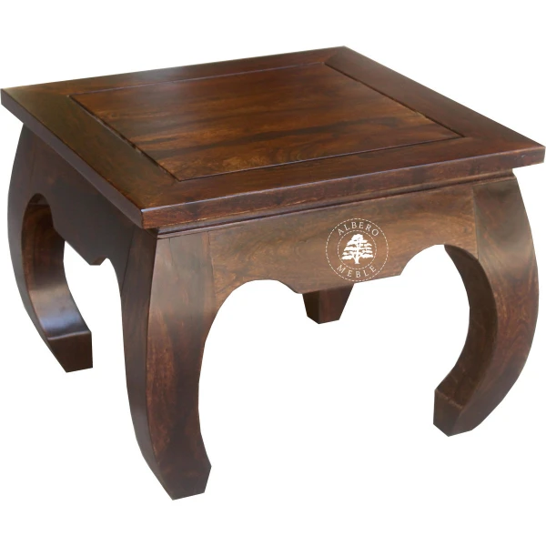 Klasyczny kolonialny stolik Opium na wygiętych nogach