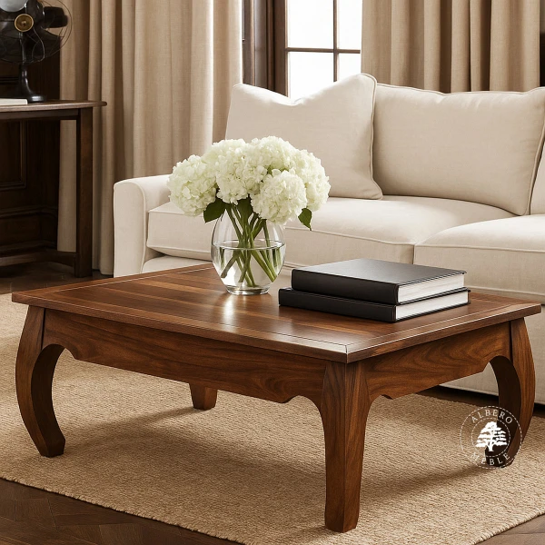 Kwadratowa ława opium z drewna palisander