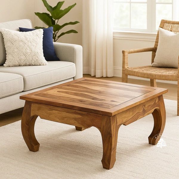 Kwadratowa ława opium z drewna palisander