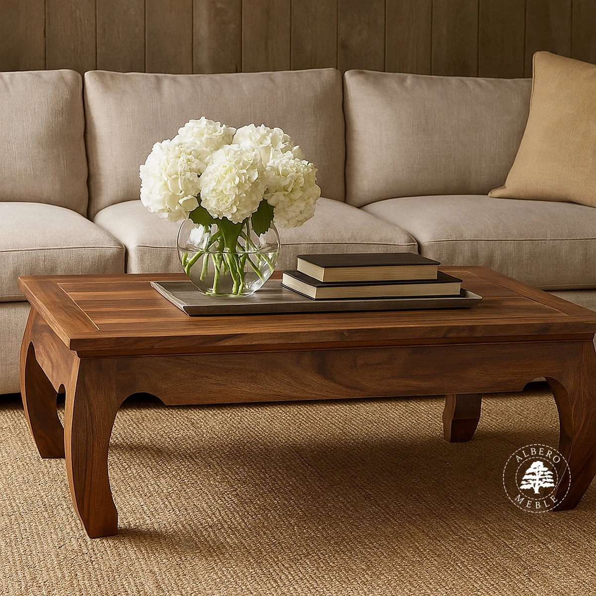 Stolik kawowy Opium z drewna litego w klasycznym stylu