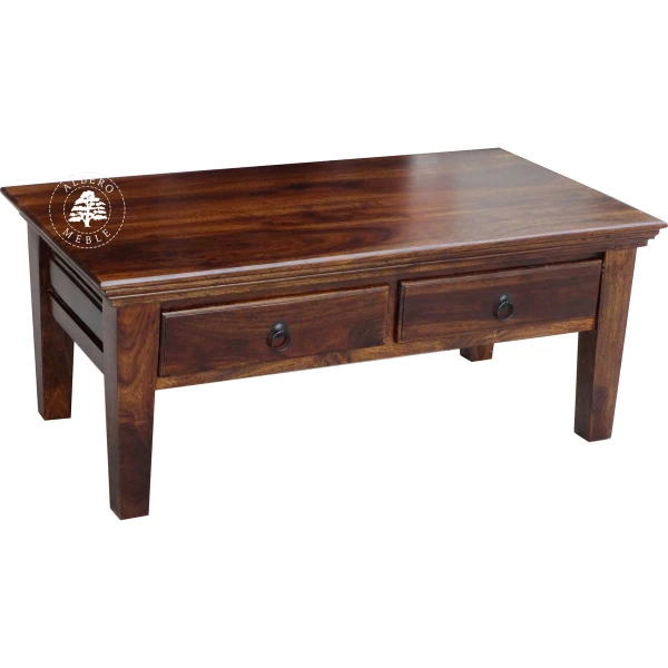 Ława drewniana Classic do salonu z dwiema szufladami