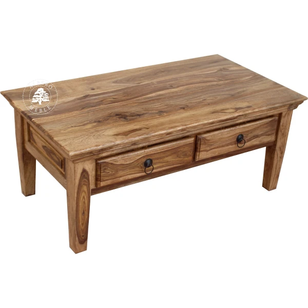 Ława drewniana Classic do salonu z dwiema szufladami