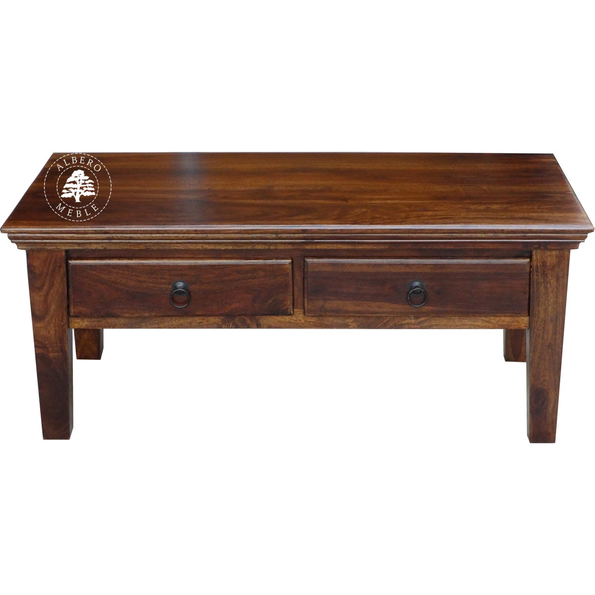 Ława drewniana Classic do salonu z dwiema szufladami