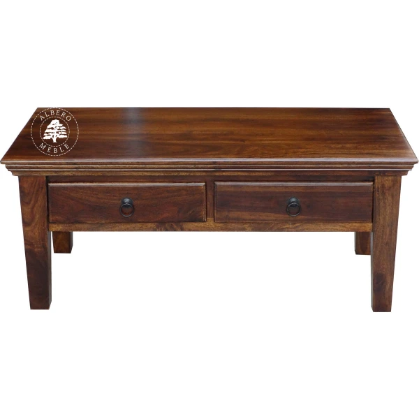 Ława drewniana Classic do salonu z dwiema szufladami