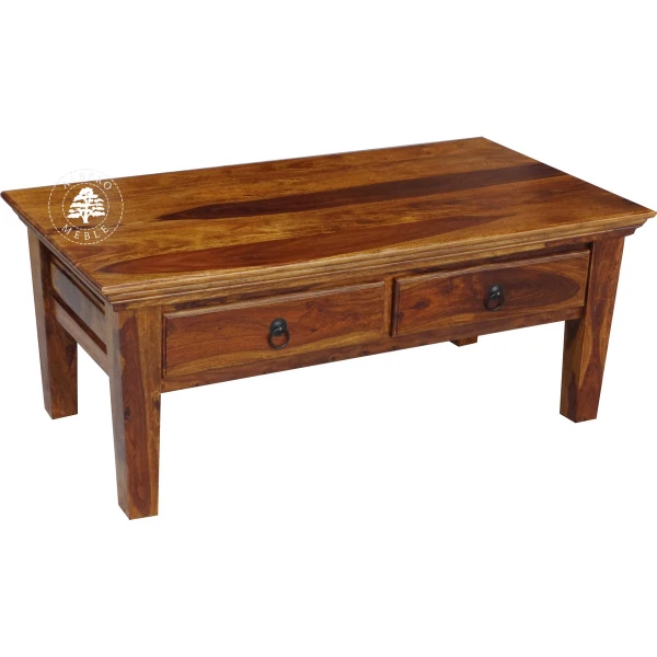 Ława drewniana Classic do salonu z dwiema szufladami