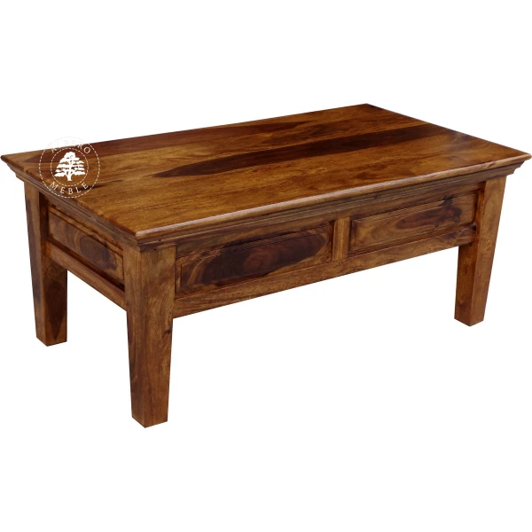 Ława drewniana Classic do salonu z dwiema szufladami