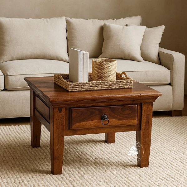 Mały klasyczny stolik kawowy z szufladą