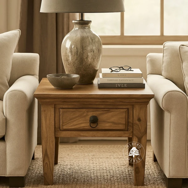 Mały klasyczny stolik kawowy z szufladą