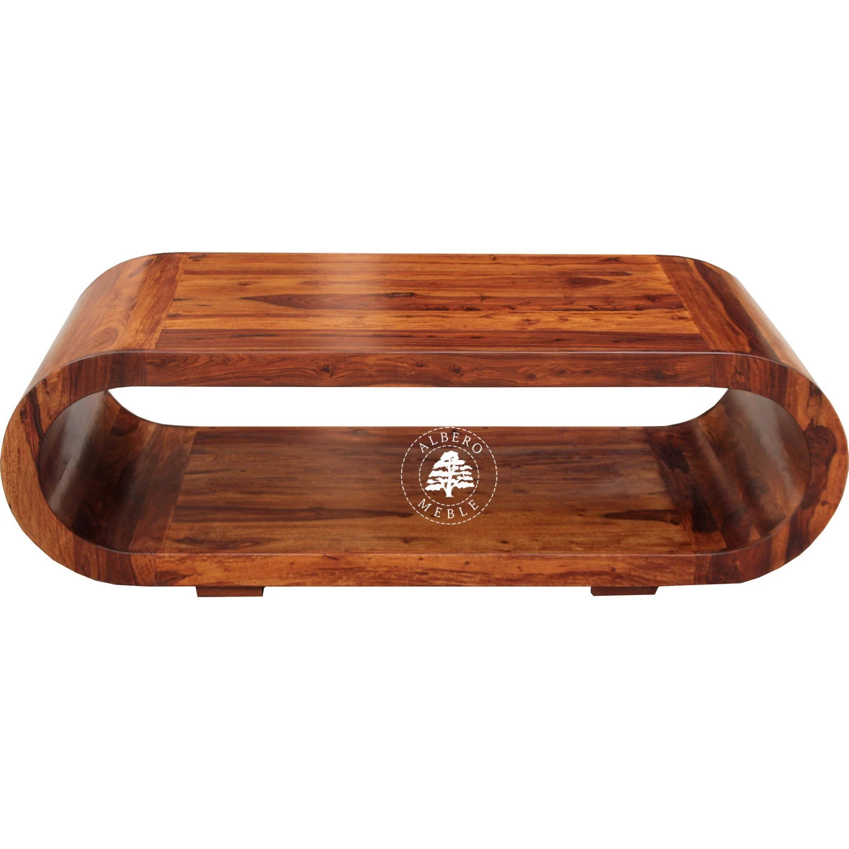 Duża drewniana ława owalna do salonu