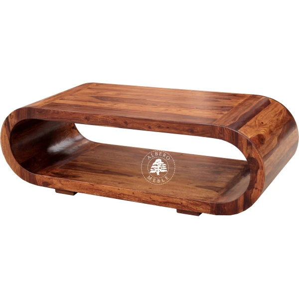 Duża drewniana ława owalna do salonu