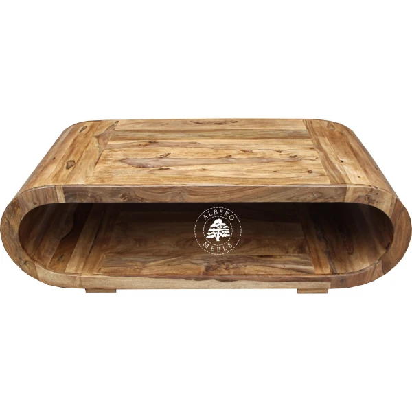 Duża drewniana ława owalna do salonu