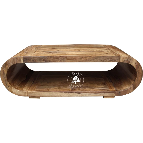 Duża drewniana ława owalna do salonu