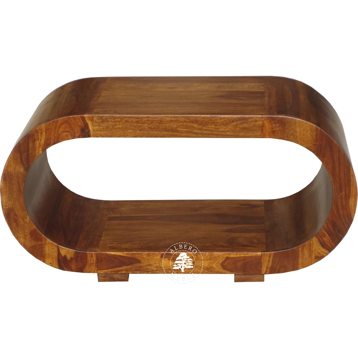 Owalna drewniana ława kawowa