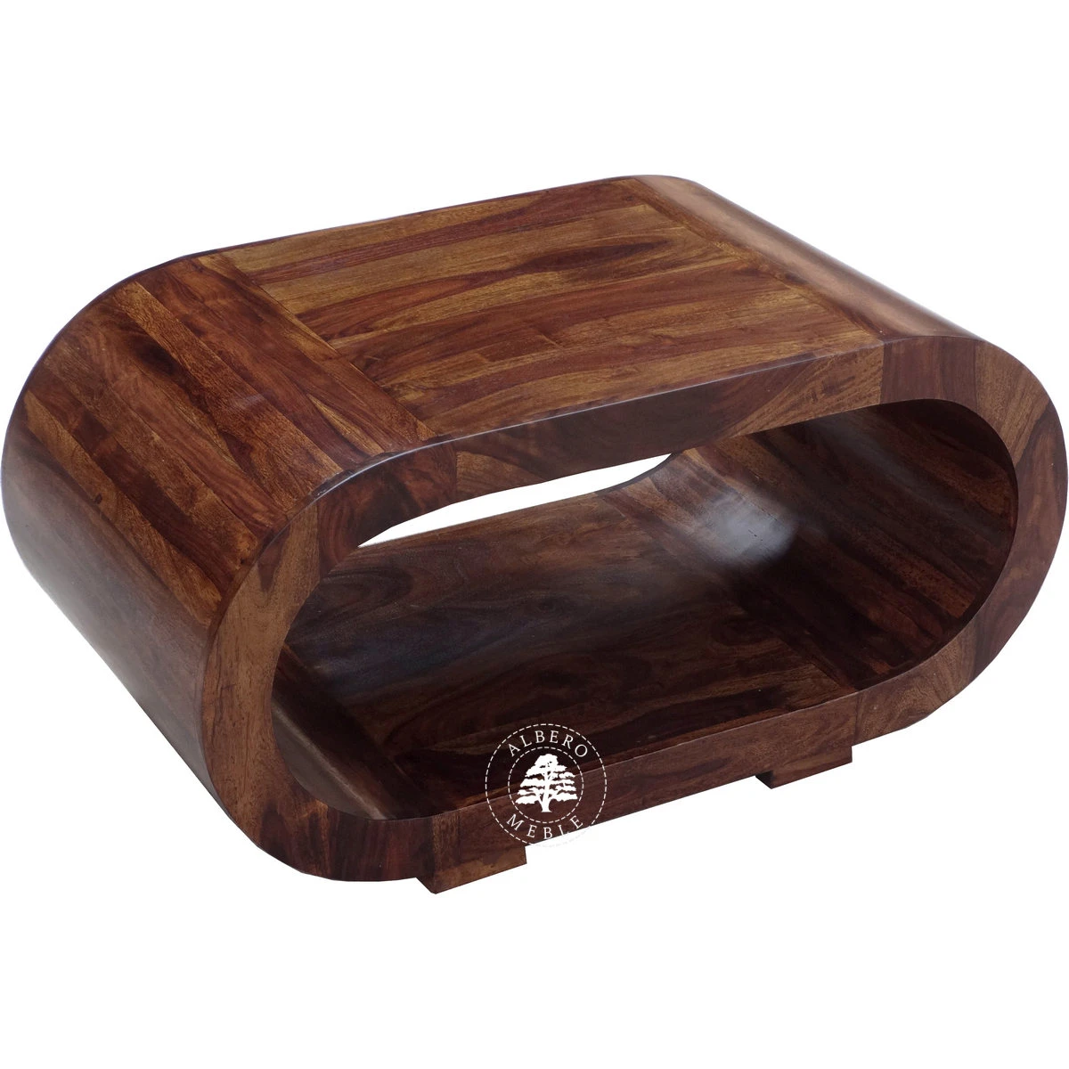 Owalna drewniana ława kawowa