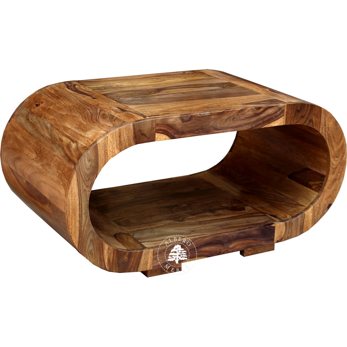 Owalna drewniana ława kawowa