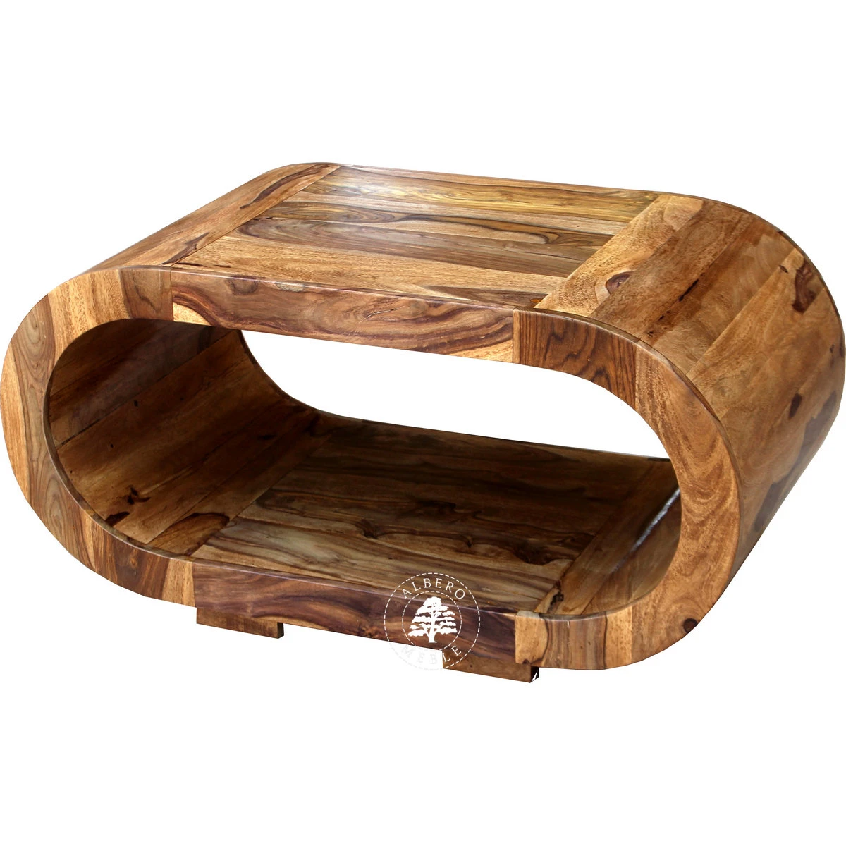 Owalna drewniana ława kawowa