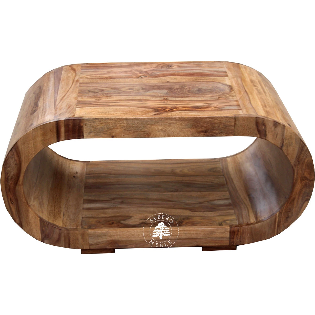 Owalna drewniana ława kawowa