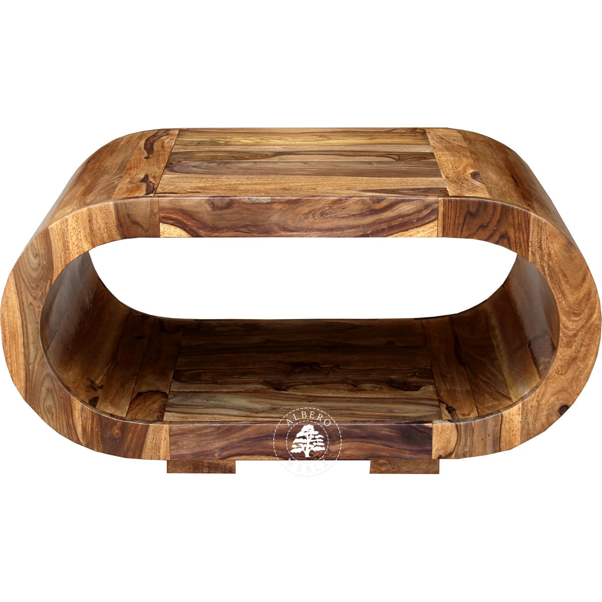 Owalna drewniana ława kawowa