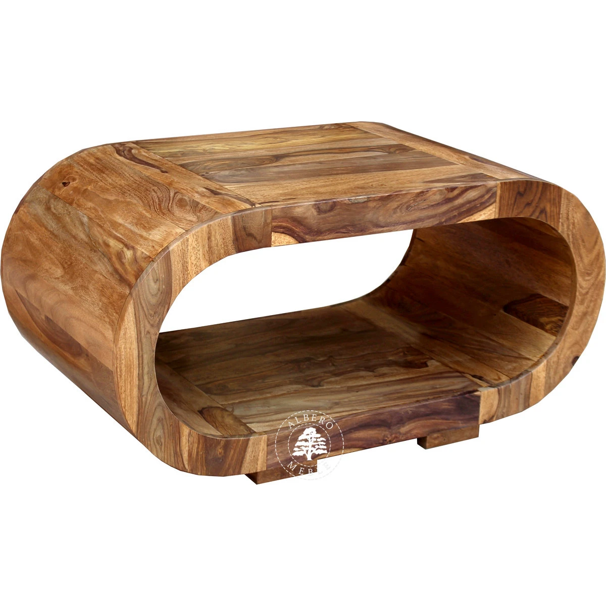 Owalna drewniana ława kawowa